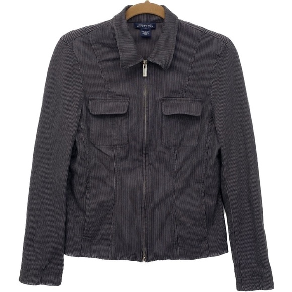 𝅺Jones New York Women’s Signature Fitted Pinstriped Jacket Medium - Picture 11 of 11